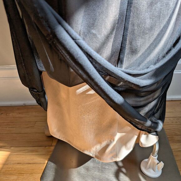 Vintage 90s LA Glo Prom Gown Black Glitter Semi Sheer Whimsygoth Dress Size M - Picture 15 of 15